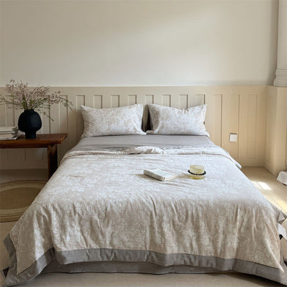 Elegant Plant Cotton Yarn-dyed Jacquard Summer Quilt