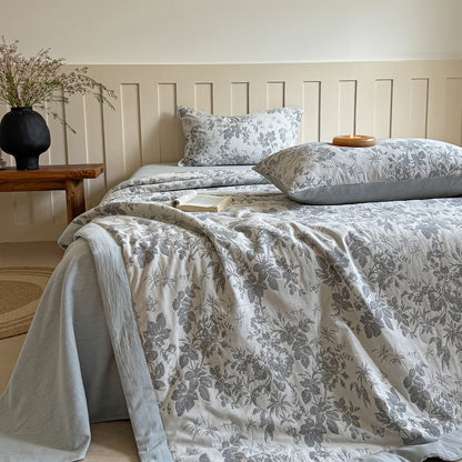 Elegant Plant Cotton Yarn-dyed Jacquard Summer Quilt