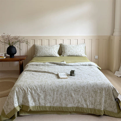 Branch Leaf Cotton Yarn-dyed Jacquard Summer Quilt