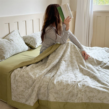 Branch Leaf Cotton Yarn-dyed Jacquard Summer Quilt