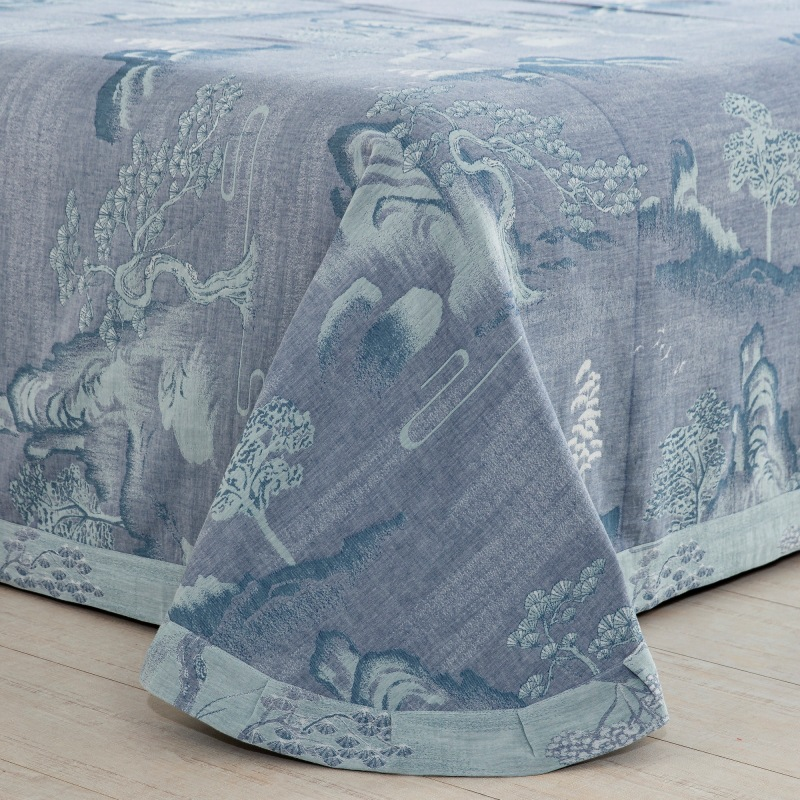 Button Landscape Cotton Gauze Bedding Set(4PCS)