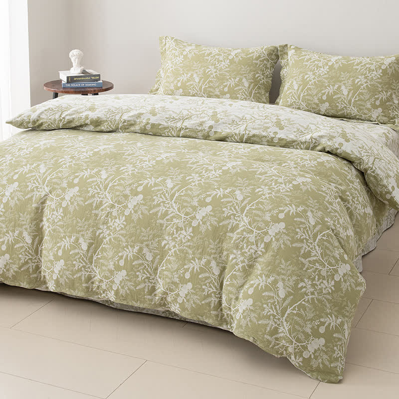 Double Layers Gauze Floral Bedding Set (4PCS)