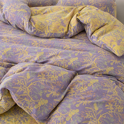 Double Layers Gauze Floral Bedding Set (4PCS)