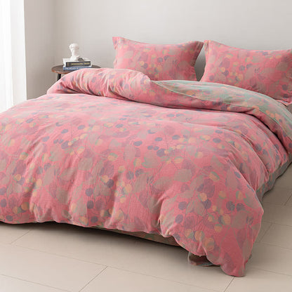 Reversible Cotton Gauze Pastoral Bedding Set (4PCS)