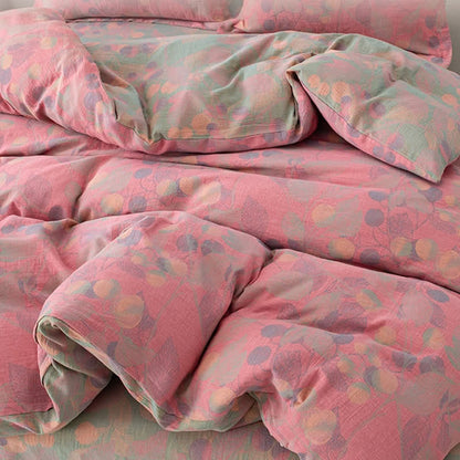 Reversible Cotton Gauze Pastoral Bedding Set (4PCS)
