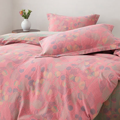 Reversible Cotton Gauze Pastoral Bedding Set (4PCS)
