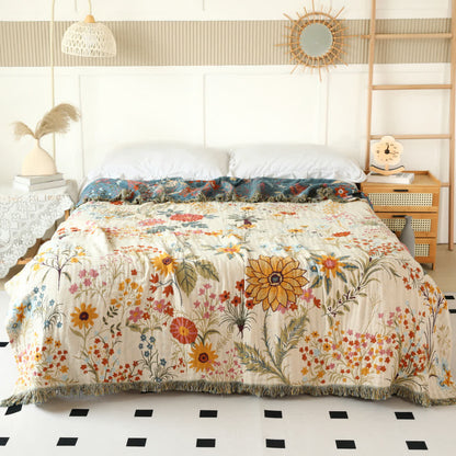 Rural Floral Cotton Gauze Reversible Blanket - image 4
