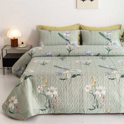 Rustic Floral Leaf Cotton Quilt