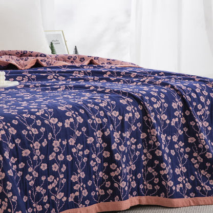 Pastoral Floral Cotton Gauze Jacquard Reversible Quilt