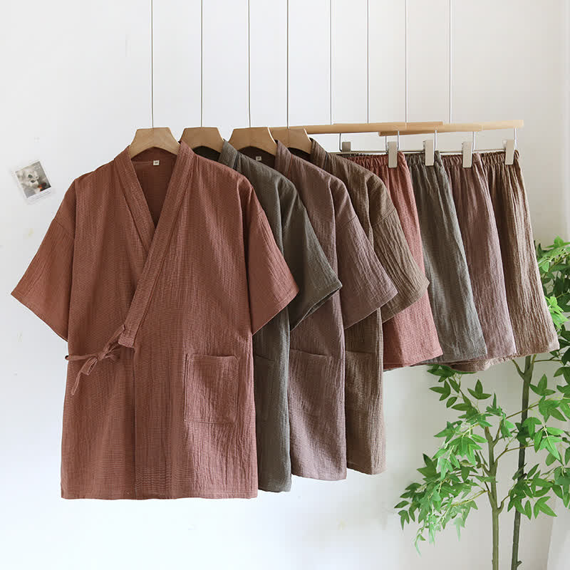 Unisex Cotton Gauze Kimono Pajama Set
