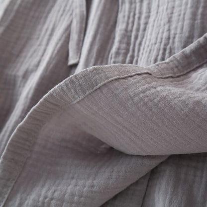 Unisex Solid Color Cotton Gauze Kimono Pajama Set