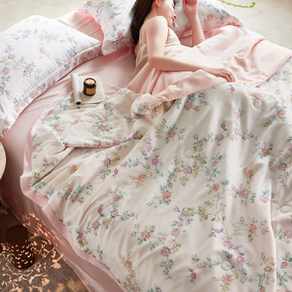 Rustic Floral Lyocell Fiber Summer Silky Quilt