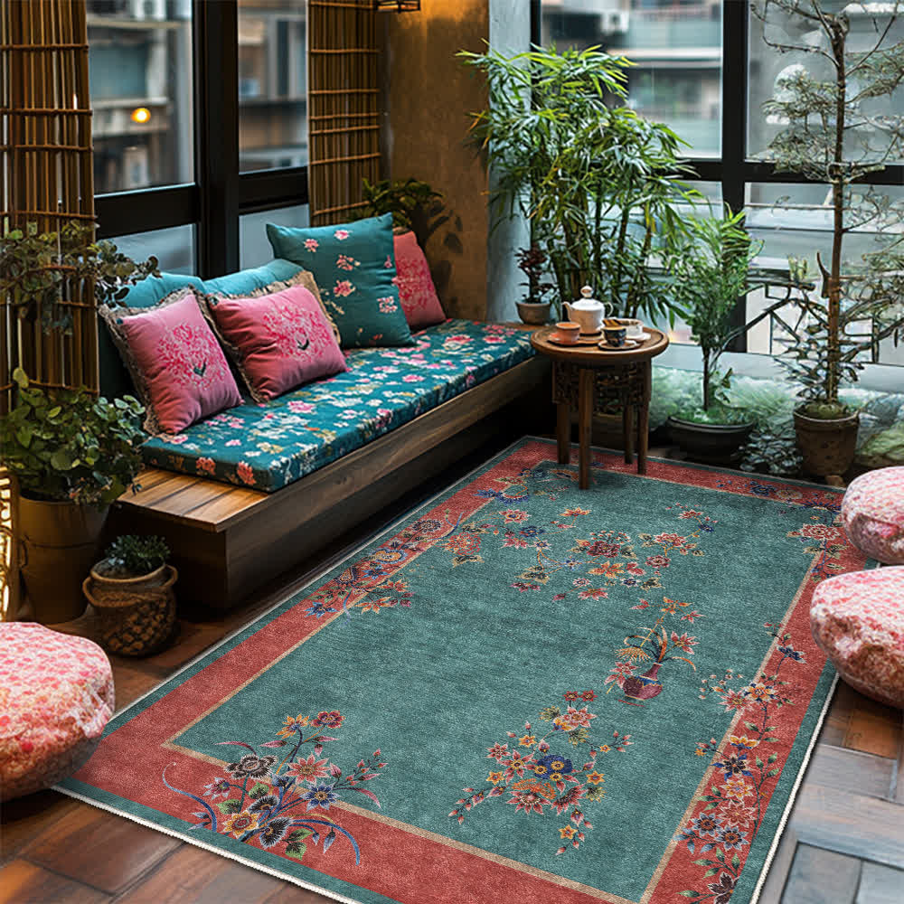 Floral Anti-slip Indoor Outdoor Area Rug