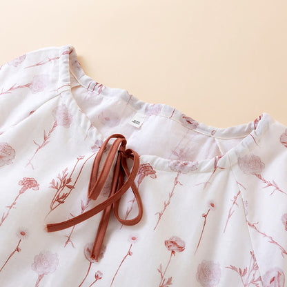Floral Cotton Gauze Padded Nightdress