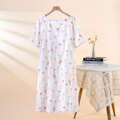 Floral Cotton Gauze Padded Nightdress