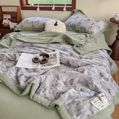 Elegant Floral Pure Cotton Double-layer Gauze Summer Quilt