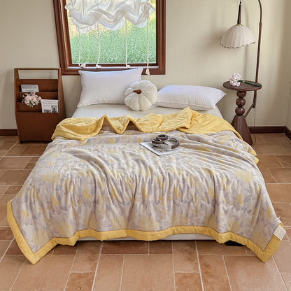 Elegant Floral Pure Cotton Double-layer Gauze Summer Quilt