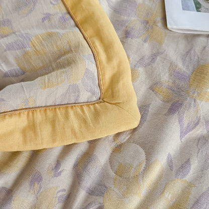 Elegant Floral Pure Cotton Double-layer Gauze Summer Quilt