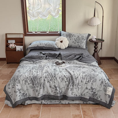 Retro Floral Pure Cotton Double-layer Gauze Summer Quilt