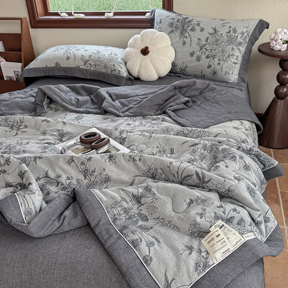 Retro Floral Pure Cotton Double-layer Gauze Summer Quilt