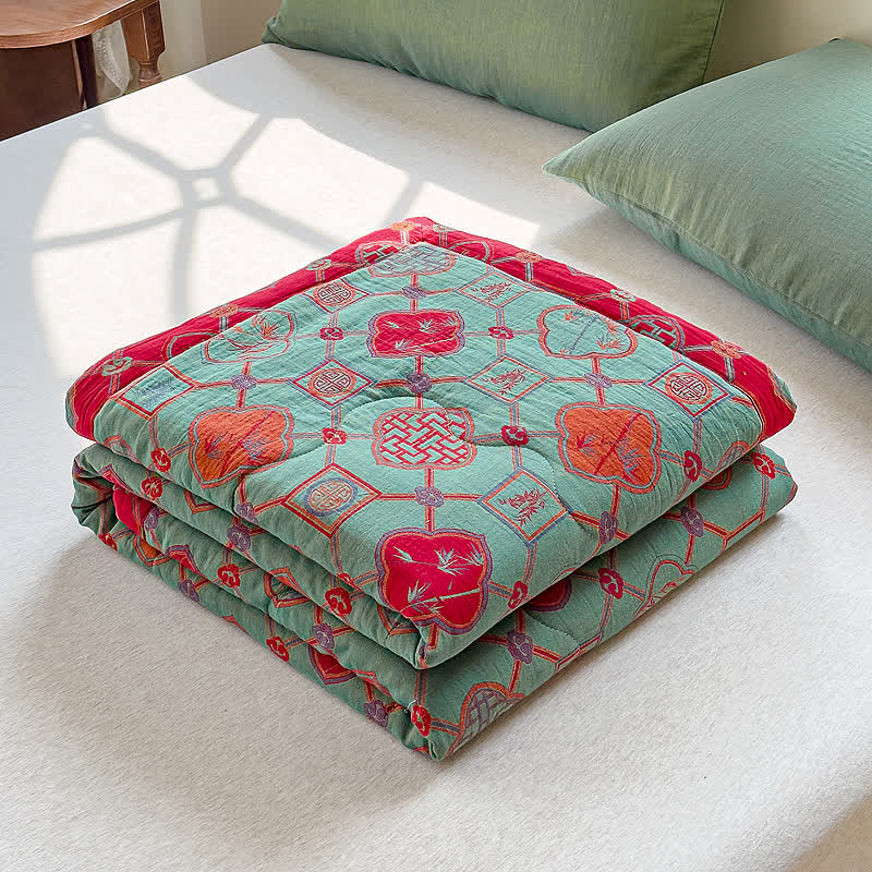 Retro Bamboo Pure Cotton Double-layer Gauze Summer Quilt
