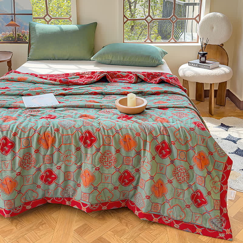 Retro Bamboo Pure Cotton Double-layer Gauze Summer Quilt