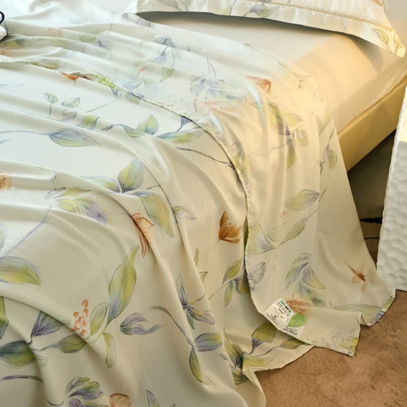 Muted Floral Silky Soft Summer Coverlet