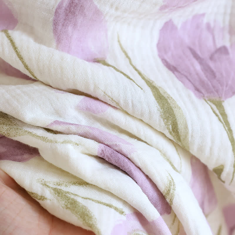 Tulip Print Cotton Gauze Padded Camisole Nightdress