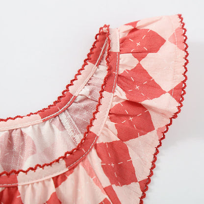 Sweet Diamond Pattern Cotton Gauze Camisole Nightwear