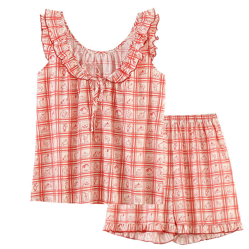 Sweet Diamond Pattern Cotton Gauze Camisole Nightwear