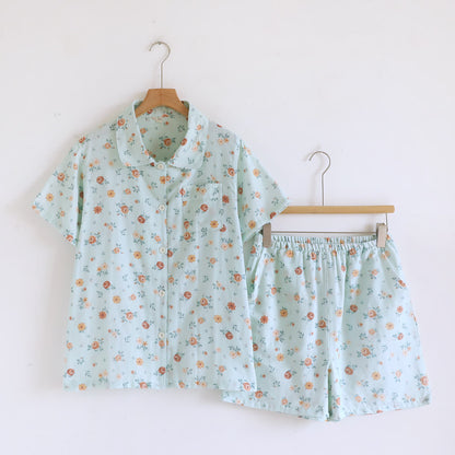 Rustic Floral Cotton Double Gauze Pajama Set