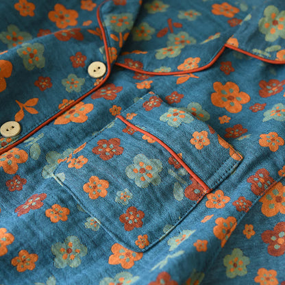 Floral Cotton Gauze Short-Sleeve Pajama Set