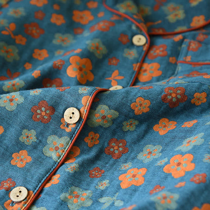 Floral Cotton Gauze Short-Sleeve Pajama Set