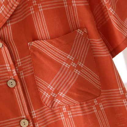 Unisex Plaid Cotton Yarn-Dyed Loungewear Set