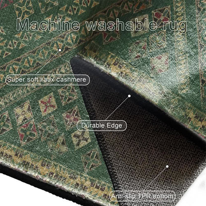 Moroccan Geometric Dark Green Area Rug
