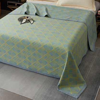 Geometric Diamond Grid Cotton Yarn-dyed Quilt
