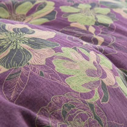 Floral Cotton Gauze Jacquard Reversible Bedding Set(4pcs)