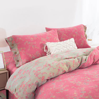Wintersweet Cotton Gauze Jacquard Bedding Set(4pcs)