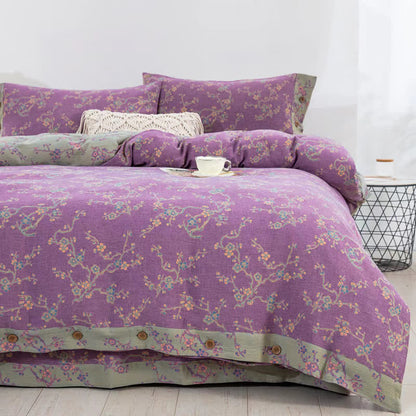 Wintersweet Cotton Gauze Jacquard Bedding Set(4pcs)