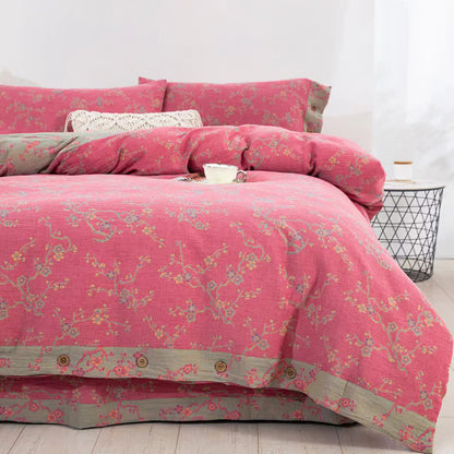 Wintersweet Cotton Gauze Jacquard Bedding Set(4pcs)