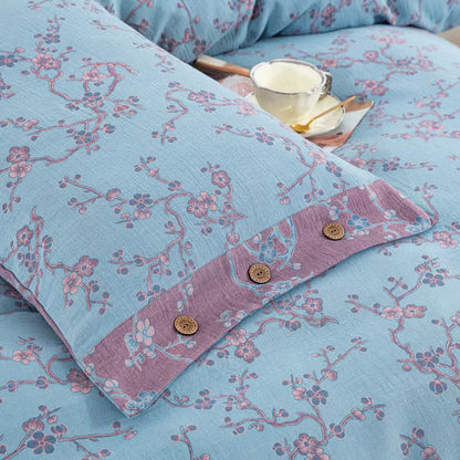 Wintersweet Cotton Gauze Jacquard Bedding Set(4pcs)