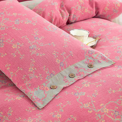 Wintersweet Cotton Gauze Jacquard Bedding Set(4pcs)