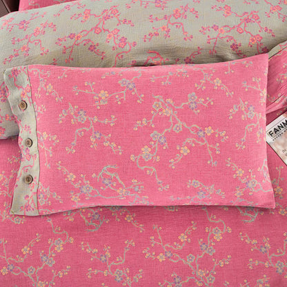Wintersweet Cotton Gauze Jacquard Bedding Set(4pcs)