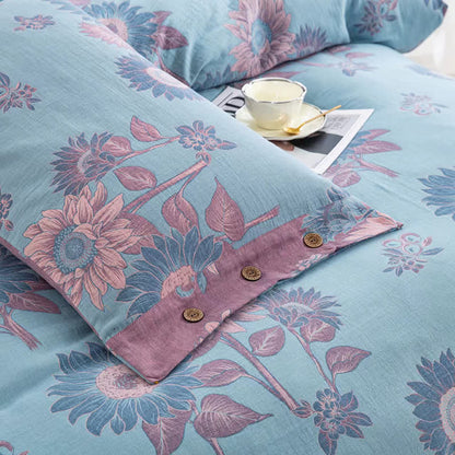 Sunflower Cotton Gauze Jacquard Bedding Set(4pcs)
