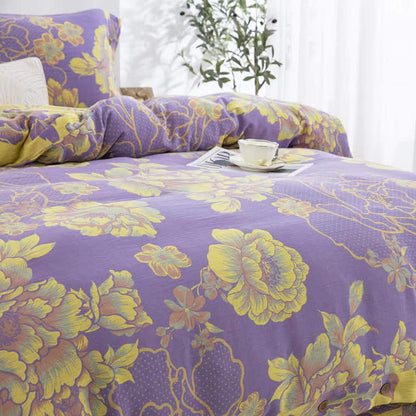 Peony Cotton Gauze Jacquard Bedding Set(4pcs)