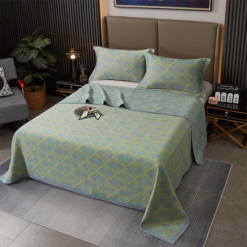 Geometric Diamond Grid Cotton Yarn-dyed Quilt