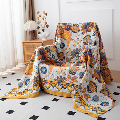 Artistic Floral Cotton Gauze Quilt