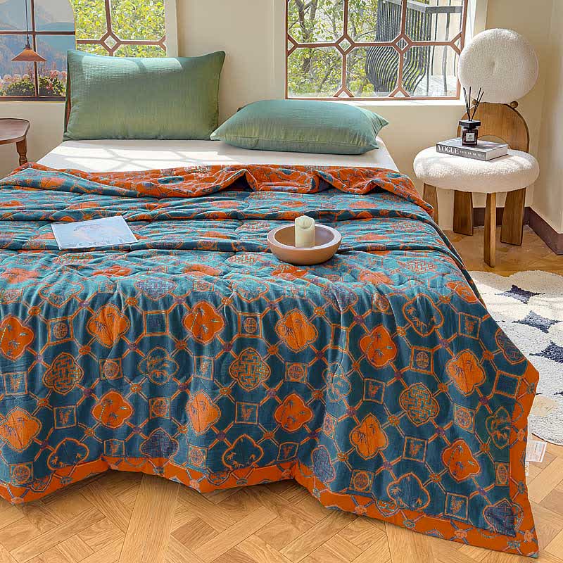 Retro Bamboo Pure Cotton Double-layer Gauze Summer Quilt