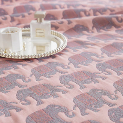 Thai Elephant Print Cotton Muslin Bedspread