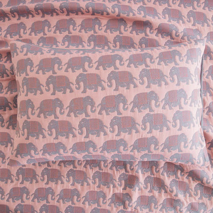 Thai Elephant Print Cotton Muslin Bedspread